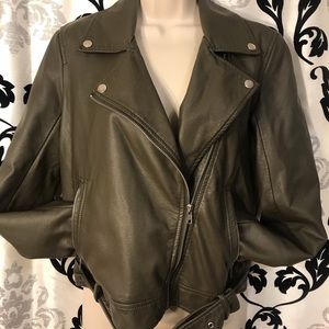 Forever 21 olive green faux leather jacket